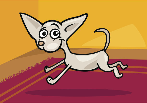奔跑的吉娃娃卡通插图图片下载