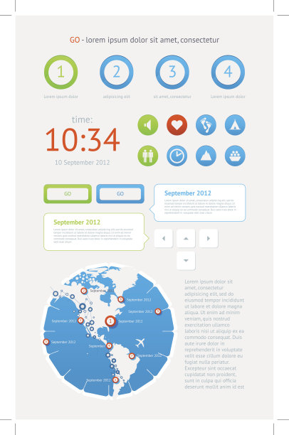 带有按钮和菜单的信息图元素图片下载