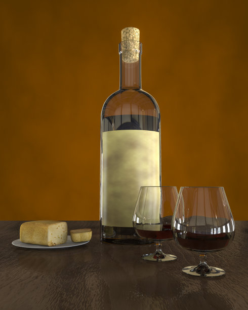 两杯和一瓶葡萄酒图片下载