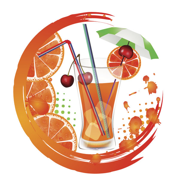一杯有吸管冰块的饮料图片下载