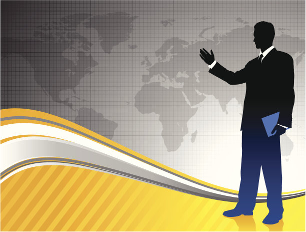 商人与世界地图背景图片下载