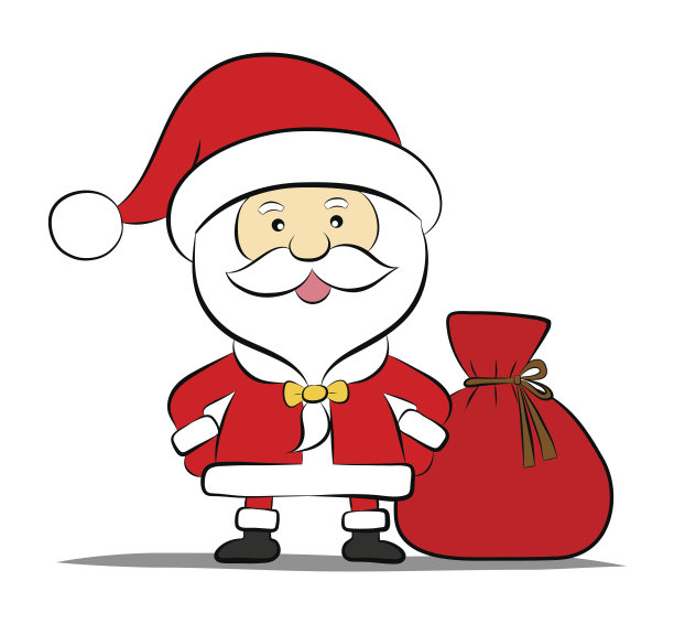 有趣的圣诞老人和一袋礼物图片下载