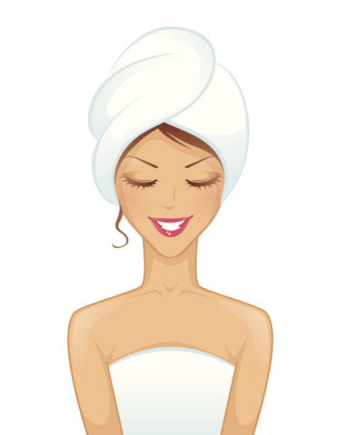 带着毛巾微笑的年轻女子图片下载