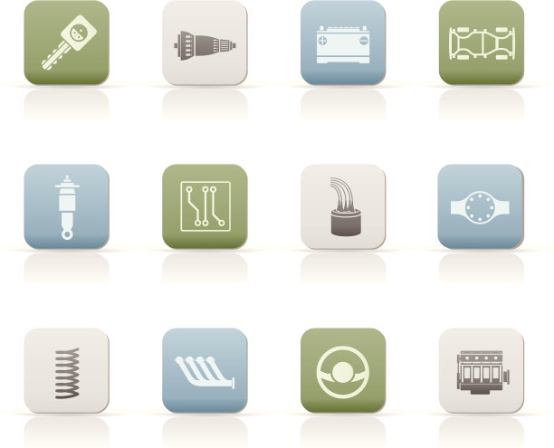 12个汽车零件和维修图标图片下载