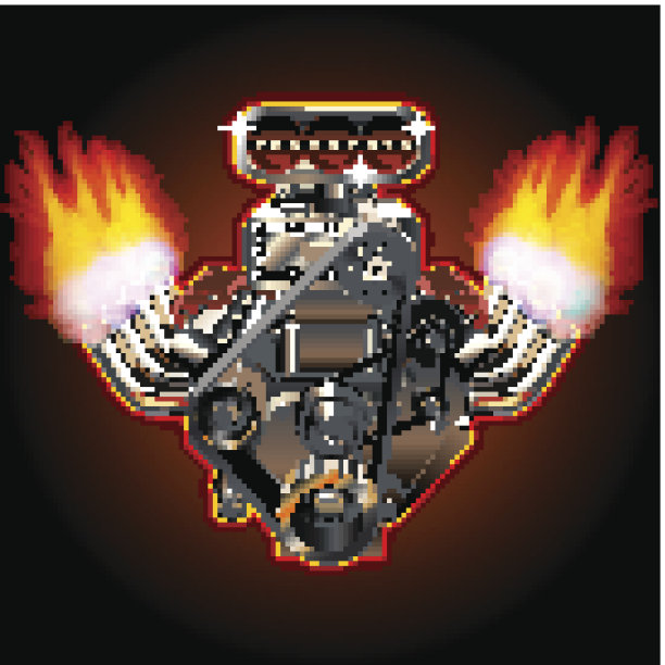 矢量卡通涡轮增压发动机图片下载