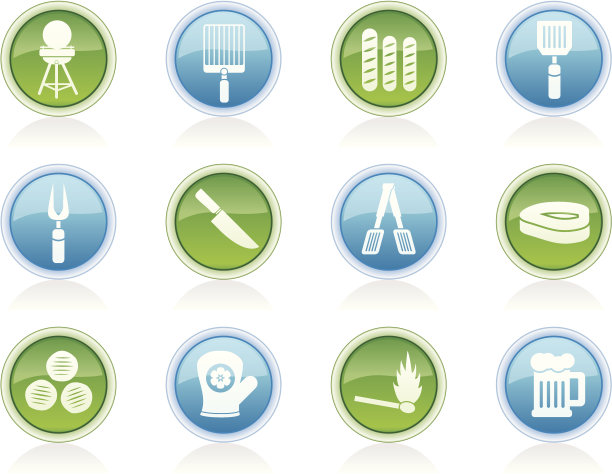 野餐，烧烤和烧烤图标图片下载