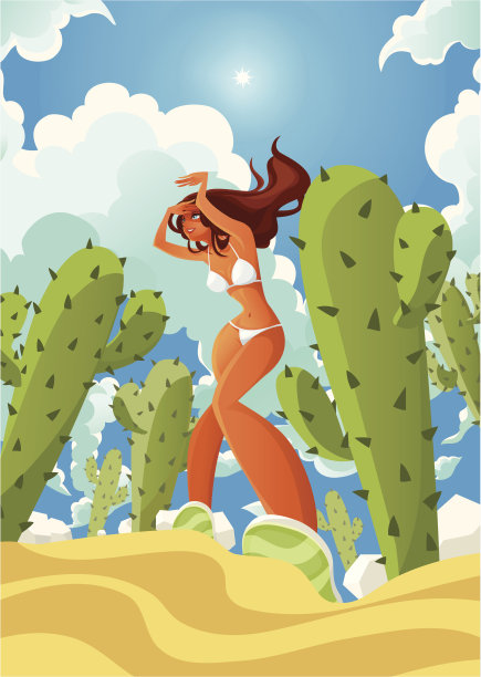 沙漠里美丽的年轻女子图片下载