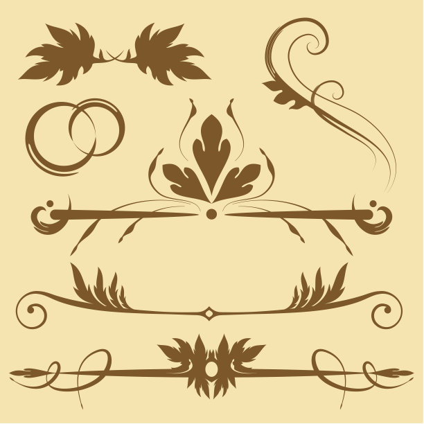 书法系列元素的设计图片下载