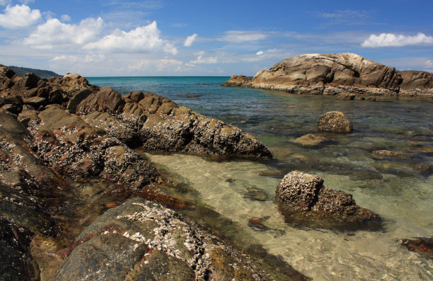 充满异国情调的热带沙滩上的石头图片下载
