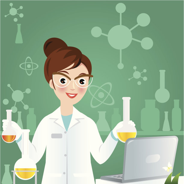 拿着烧杯的女化学家图片下载