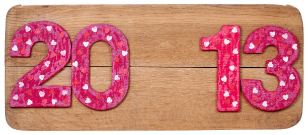 2013年新年日期木板孤立在白色背景上图片下载