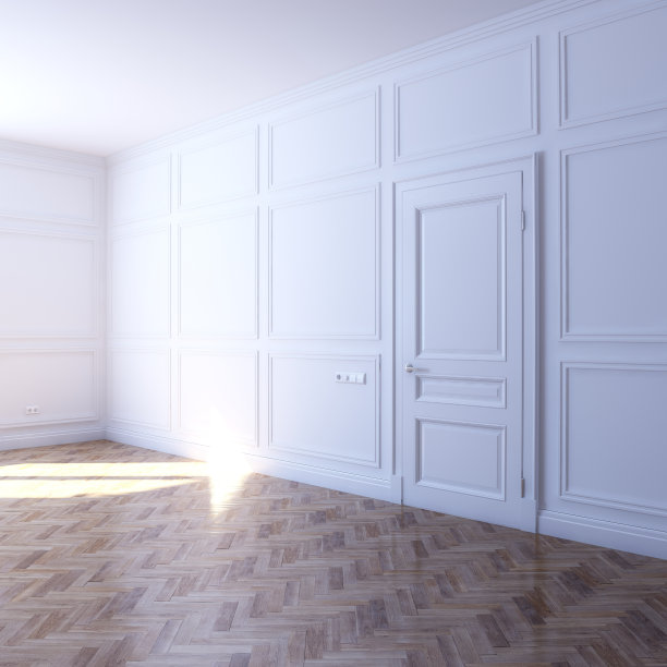 镶木地板的新白色房间(透视图)图片下载