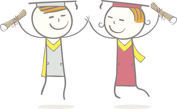 毕业时两个人开心的插画图片下载