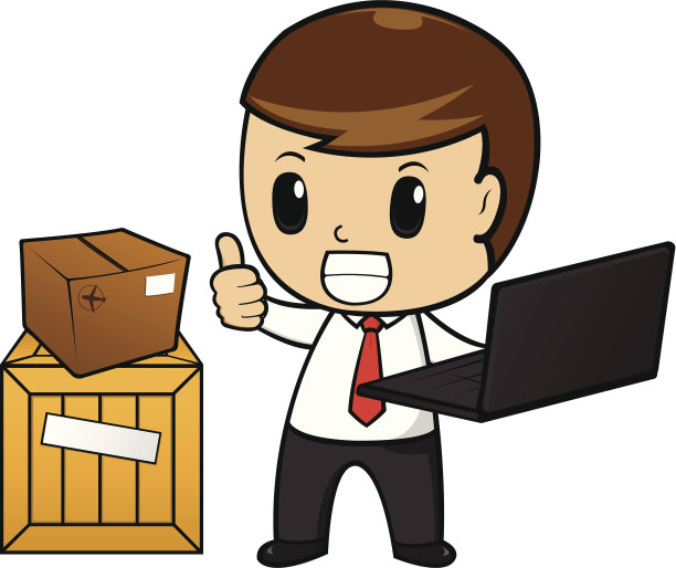 办公室职员与产品盒图片下载