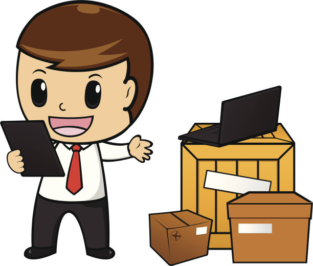 办公室职员与产品盒图片下载