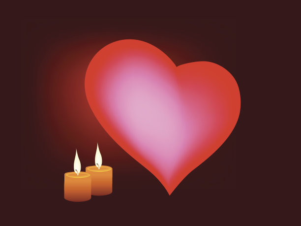 矢量红心和蜡烛图片下载