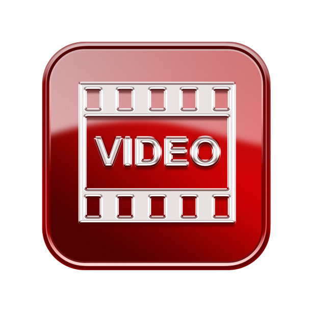 电影图标亮红色，孤立在白色背景图片下载