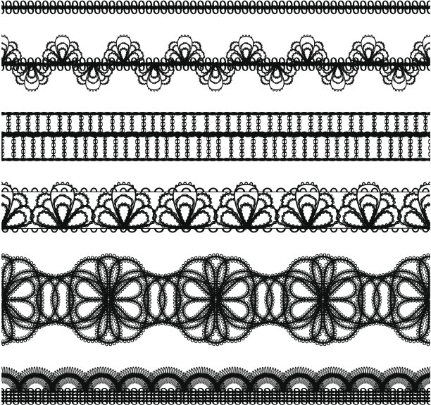 矢量无缝花边边界。集图片下载