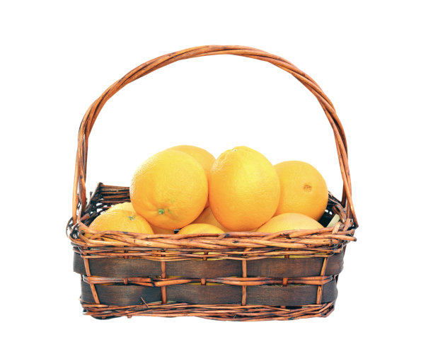 格子篮里的橙子图片下载
