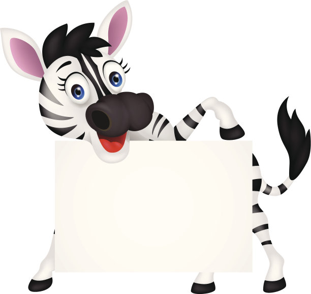 带着空白标志的搞笑斑马图片下载