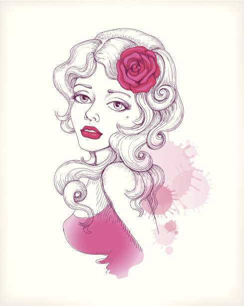 美女插画素材ID：105259060