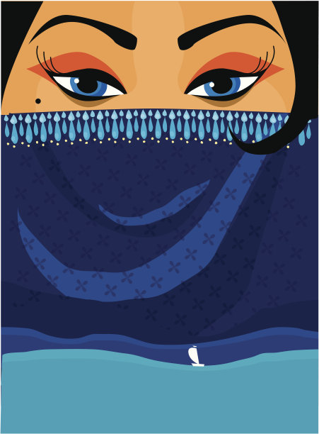 亚洲美女与无底的眼睛和大海图片下载