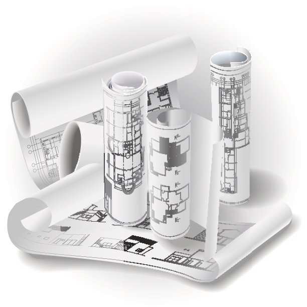 建筑背景与图纸卷图片下载