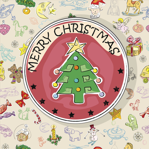 圣诞树卡片图案图片下载