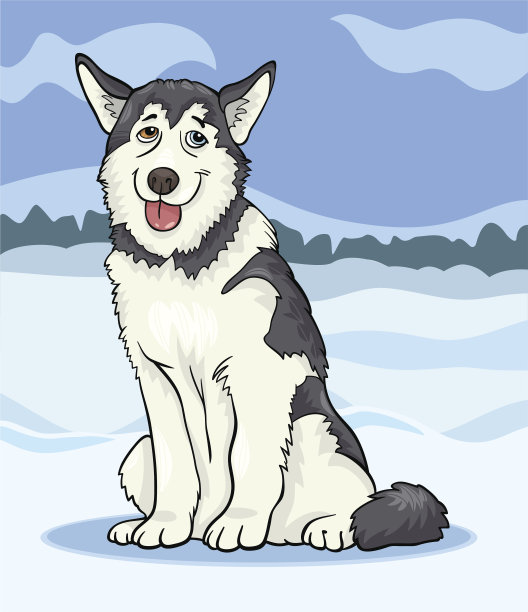 哈士奇或雪橇犬卡通插图图片下载