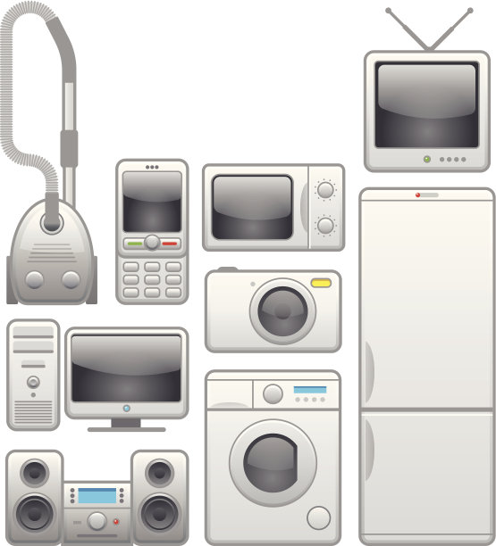 家电图标设置:洗衣机，微波炉，电视，冰箱图片下载