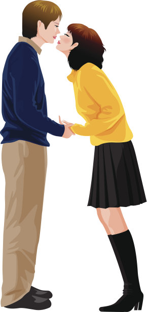 年轻夫妇亲吻图片下载