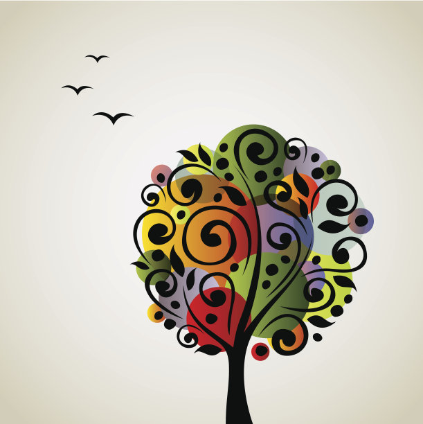 彩色风格化向量树图片下载