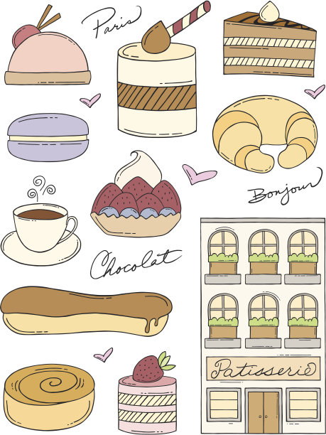 法国面包店涂鸦图片下载