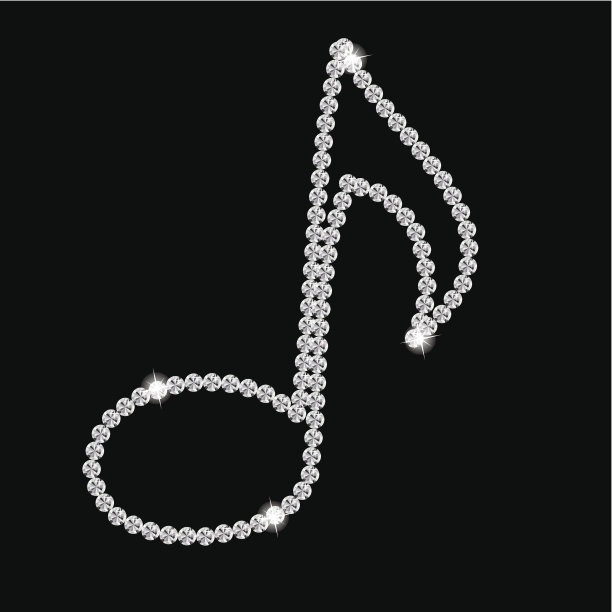 抽象美丽的黑色钻石音乐音符矢量插图图片下载