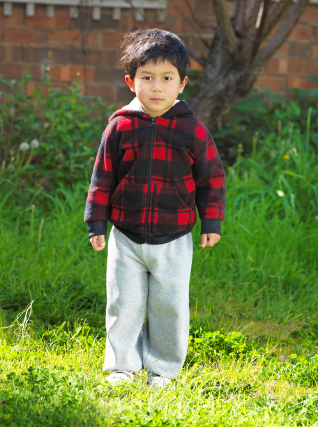 小男孩在后院玩图片下载