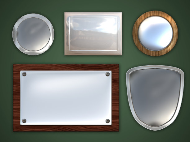 金属和木材徽章和剪贴路径图片下载