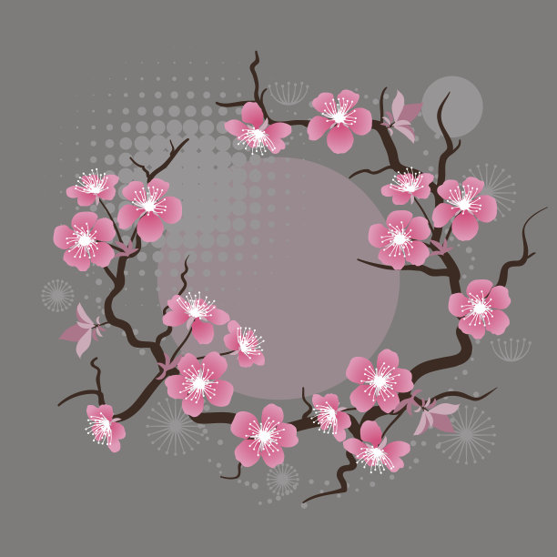 带有樱花图案的卡片。图片下载