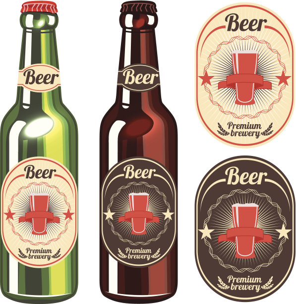 一瓶淡啤和黑啤图片下载