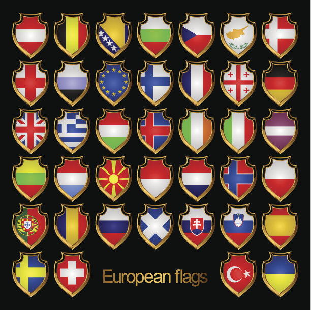 欧洲flags-badges。图片下载