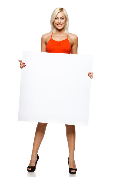 一个拿着空横幅的女人图片下载