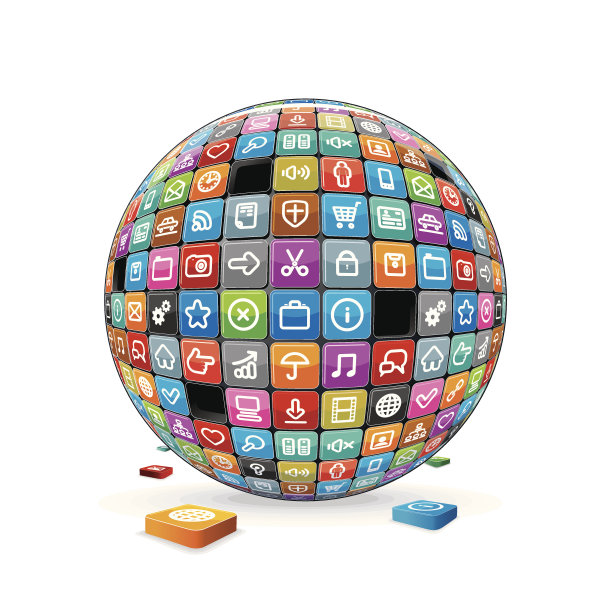 球体由一个应用程序图标。矢量图图片下载