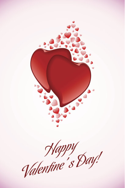 红色情人节的心在粉红色的背景图片下载