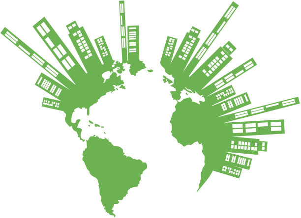 向量绿色地球与建筑图片下载