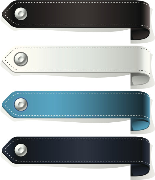 带纽扣的皮革标签。图片下载