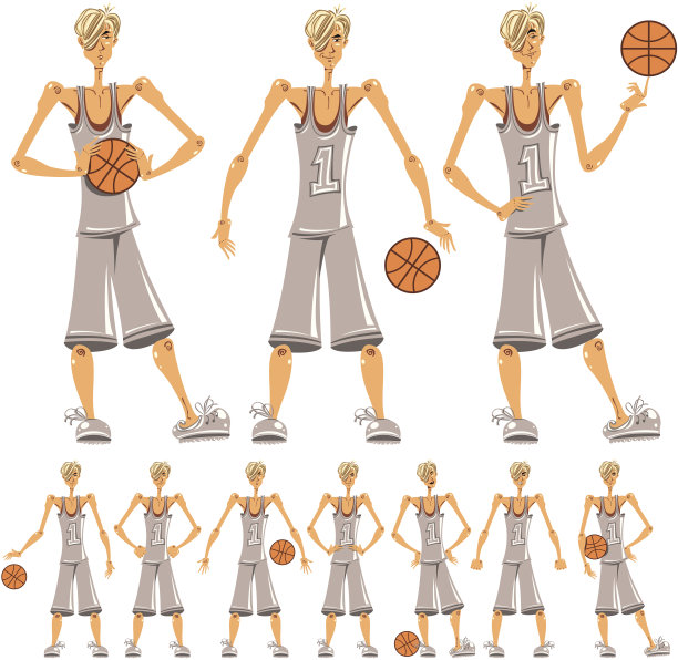篮球运动员插图集。图片下载