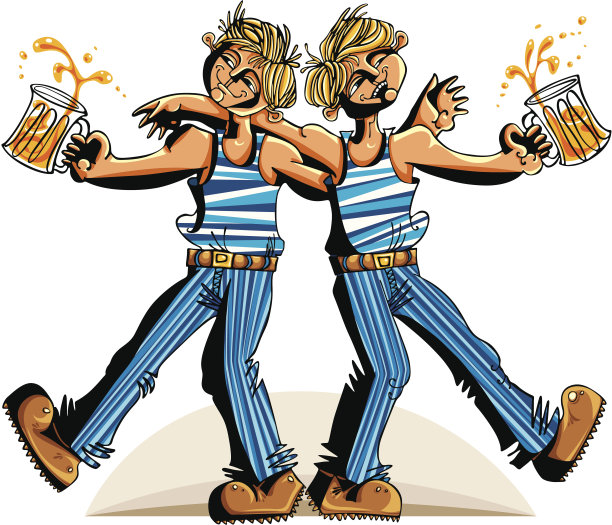 两个朋友喝啤酒。图片下载