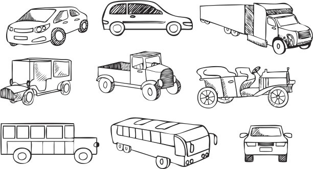 汽车运输向量集图片下载