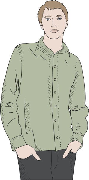 穿绿衬衫的年轻人，向量图片下载