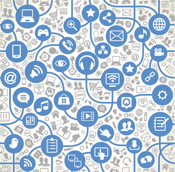 社交媒体网络背景与图标向量图片下载