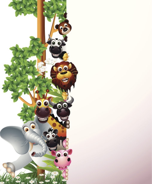 有趣的动物与空白标志图片下载